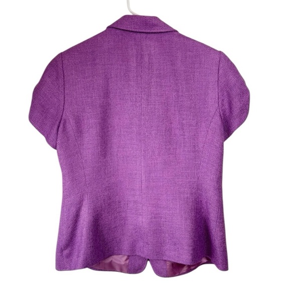 Lafayette 148 Size 12 Purple Tweed Short Sleeve Fitted Blazer Jacket Office Y2K - Picture 2 of 7